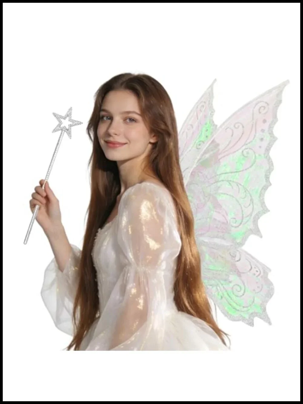 Fairy Wings Costume Set with Star Magic Wand for Halloween Cosplay